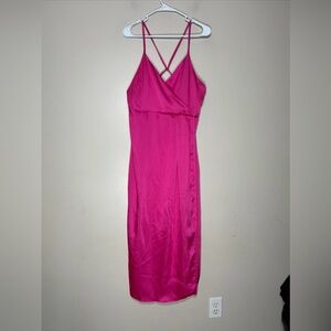 Zara Pink Satin Camisole Strappy Midi Dress Women’s Large New With Tags